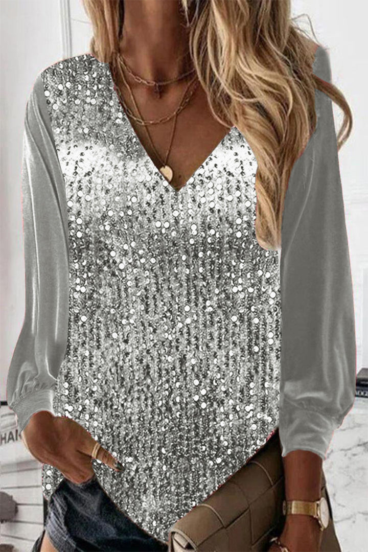 Noor Sequin Neck Blouse