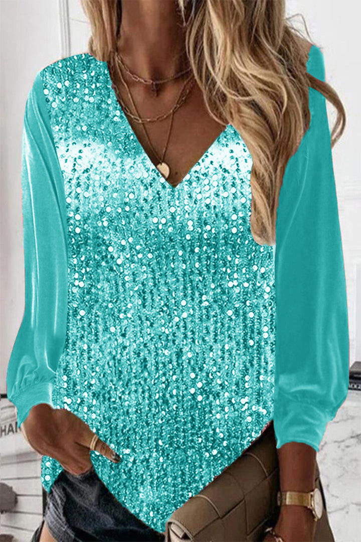 Noor Sequin Neck Blouse