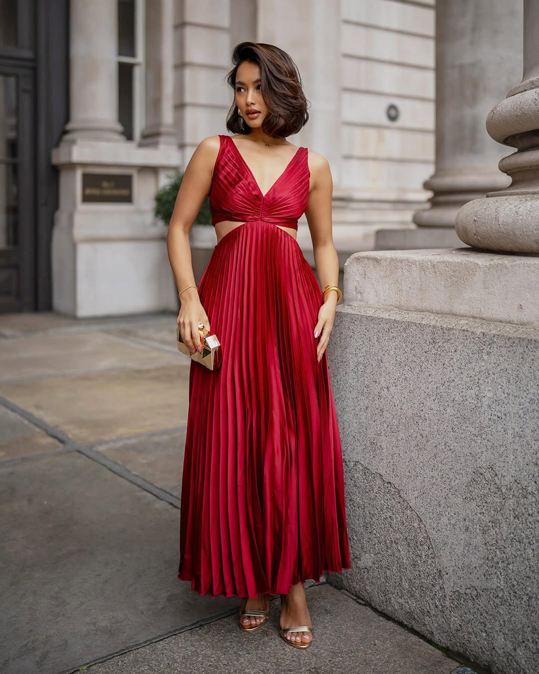 Amaris Pleated Midi Wedding Guest Dress