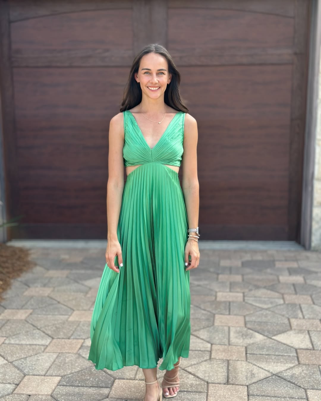 Amaris Pleated Midi Wedding Guest Dress