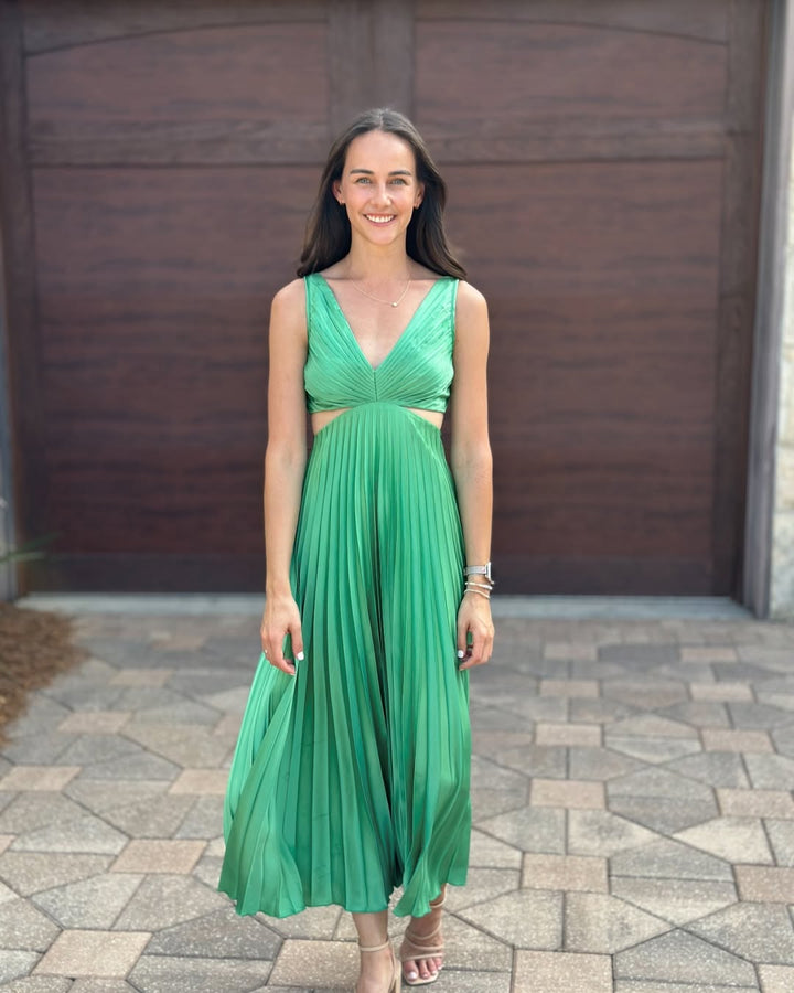 Amaris Pleated Midi Wedding Guest Dress